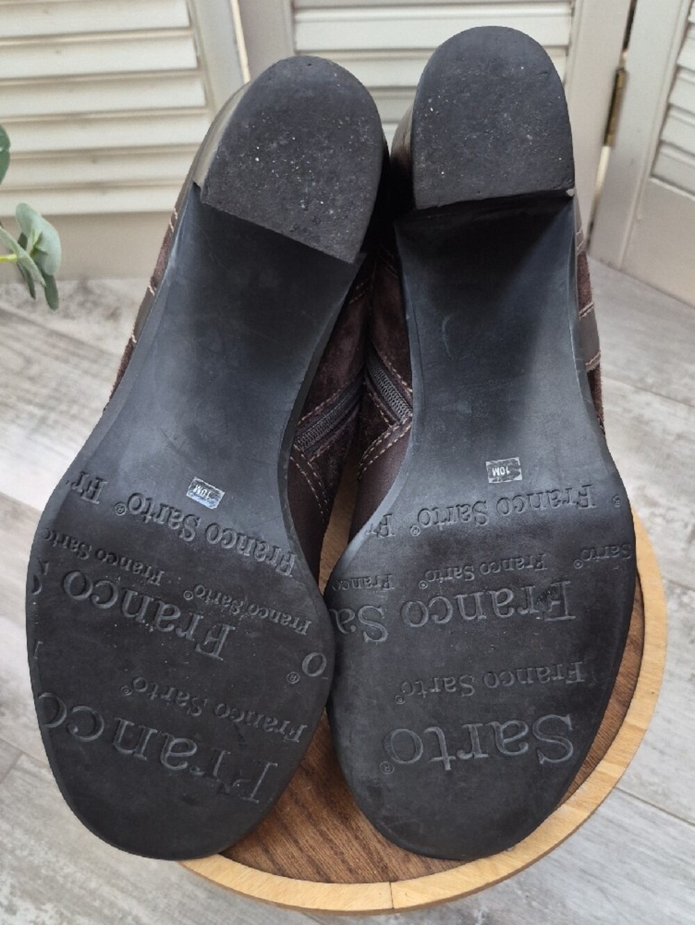 Franco Sarto Tall Dark Brown Suede & Leather Heel Boots - Picture 7 of 8